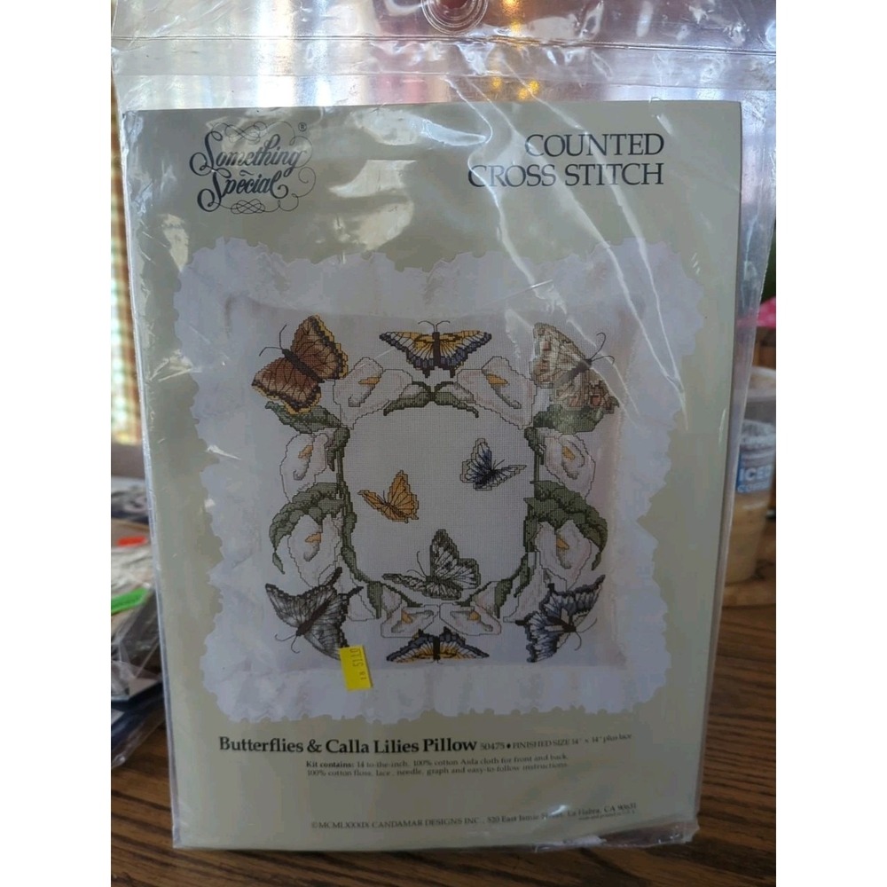 Something Special Butterflies & Calla Lilies Pillow Counted Cross Stitch Kit